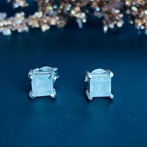 Moonstone crystal Sterling Silver Stud Earrings